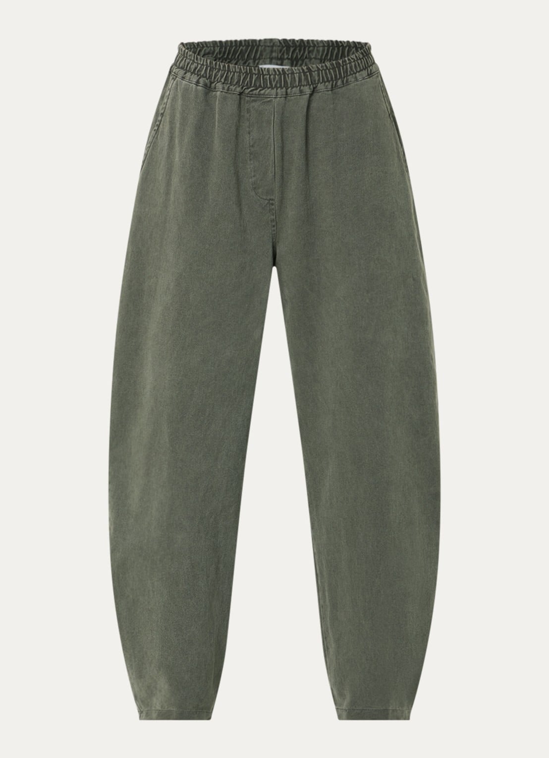 by-bar Davi high waist wide fit broek met steekzakken - voorkant 3 bronsgroen