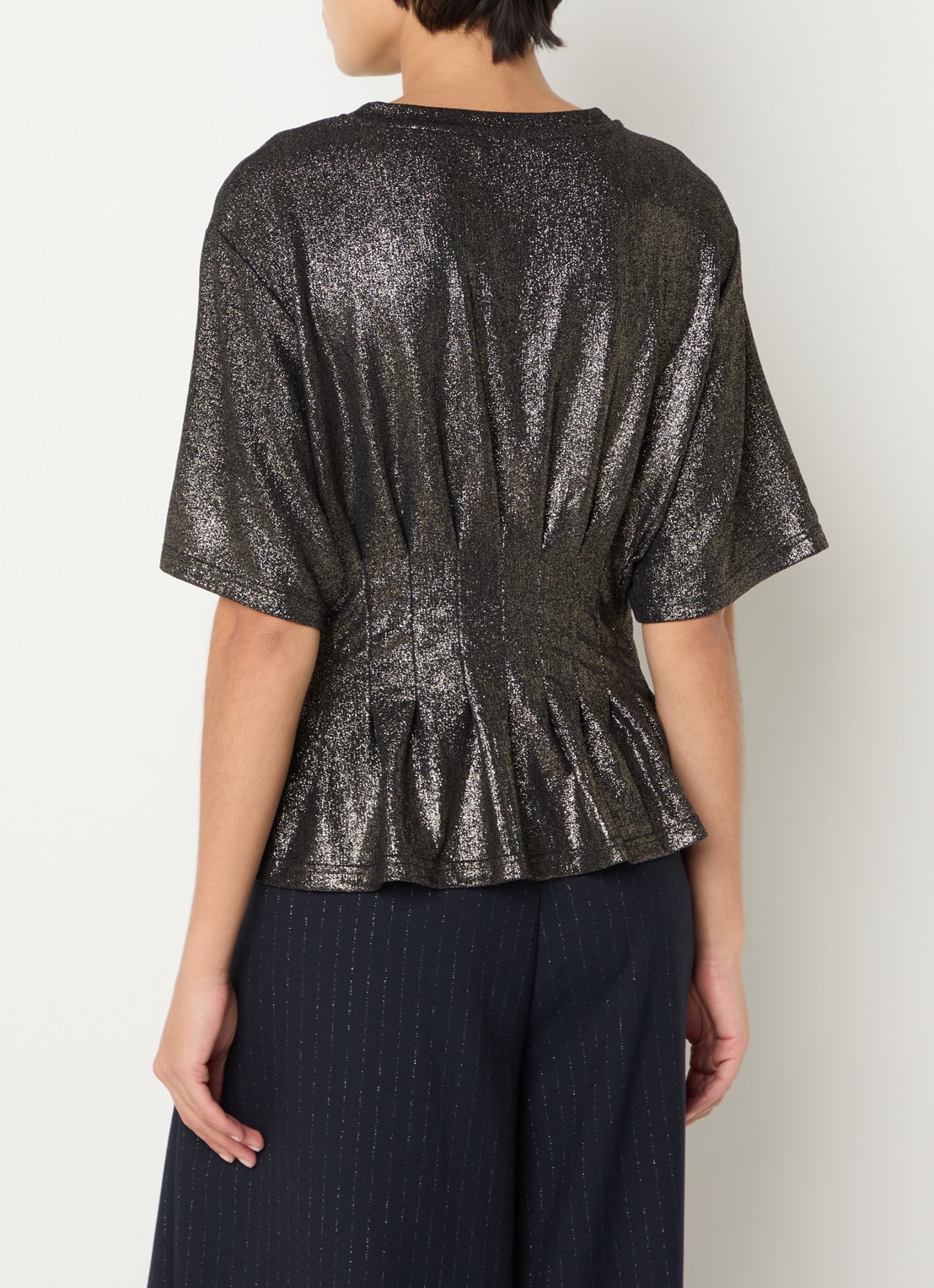 by-bar Diva top met peplum en lurex - achterkant 4 goud