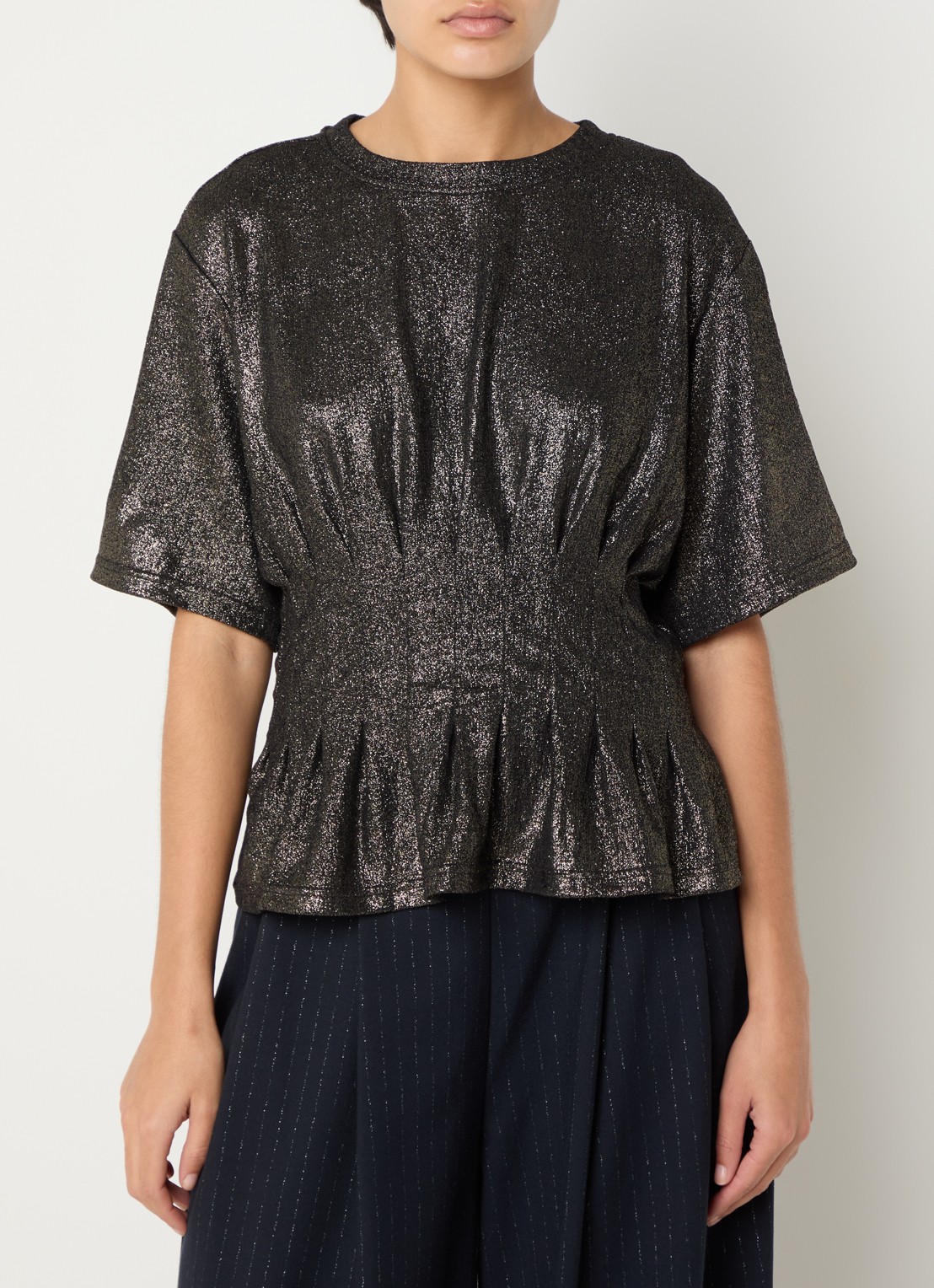 by-bar Diva top met peplum en lurex - detail 3 goud