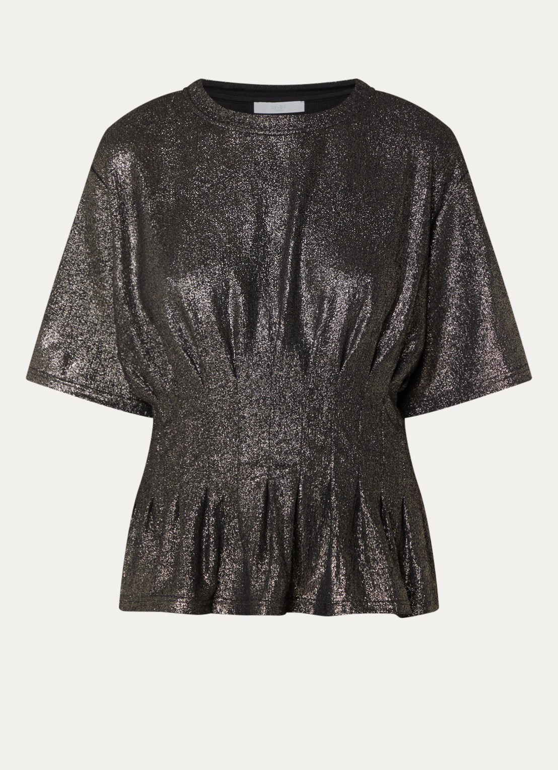 by-bar Diva top met peplum en lurex - voorkant goud