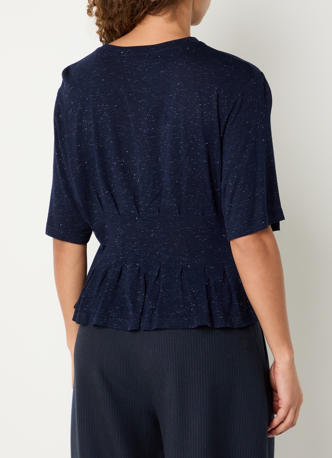 by-bar Diva top met strass en ronde hals - achterkant 3 donkerblauw