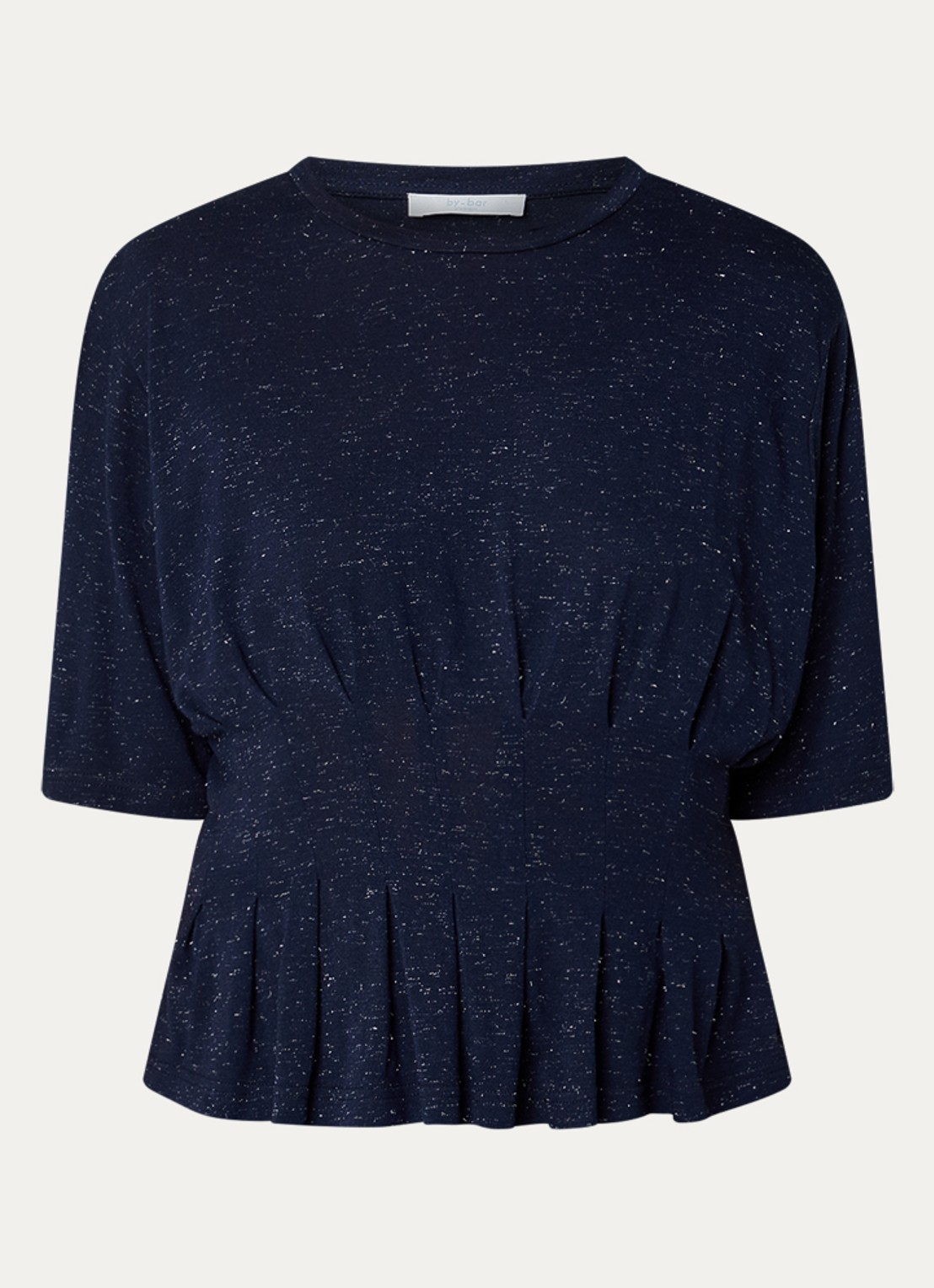 by-bar Diva top met strass en ronde hals - voorkant donkerblauw