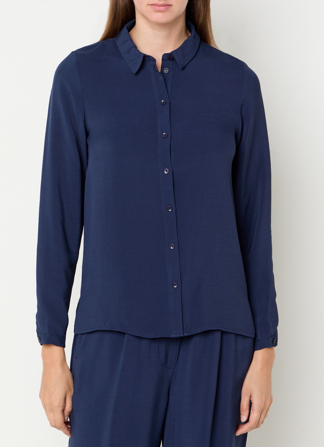 by-bar Donna blouse met kraag - detail donkerblauw