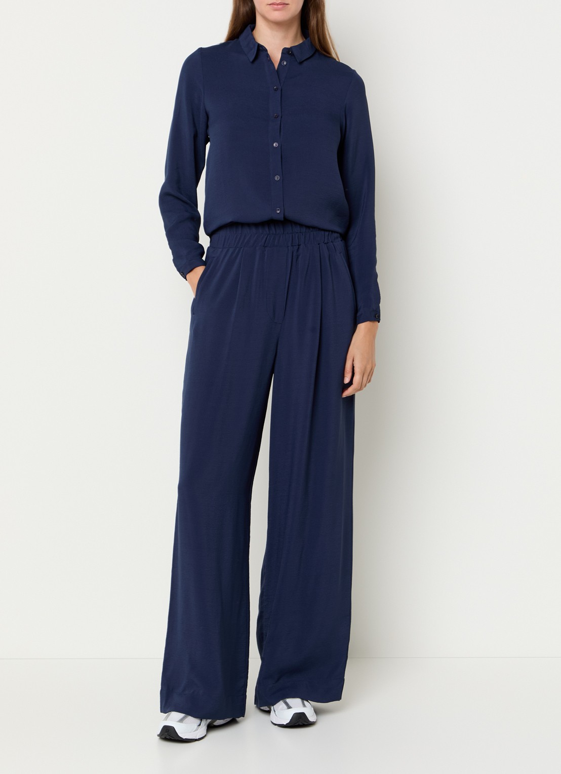 by-bar Donna blouse met kraag - voorkant 3 donkerblauw