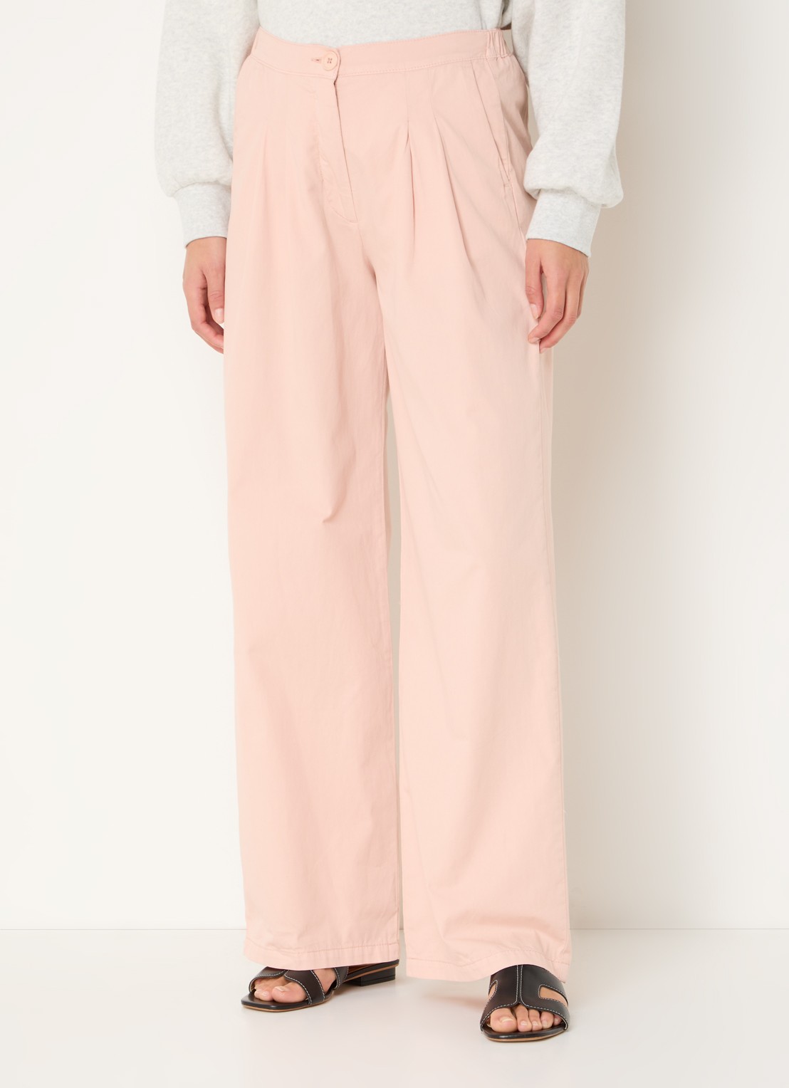 by-bar Dune high waist wide fit chino met steekzakken - detail 2 zalmroze