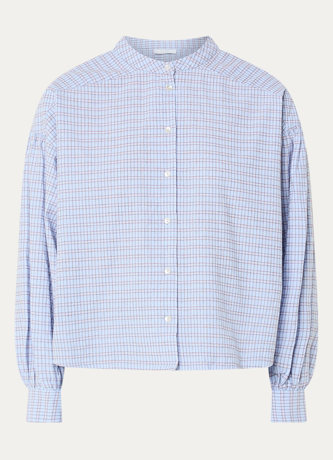 by-bar Ella blouse met ruitdessin - voorkant 3 lichtblauw