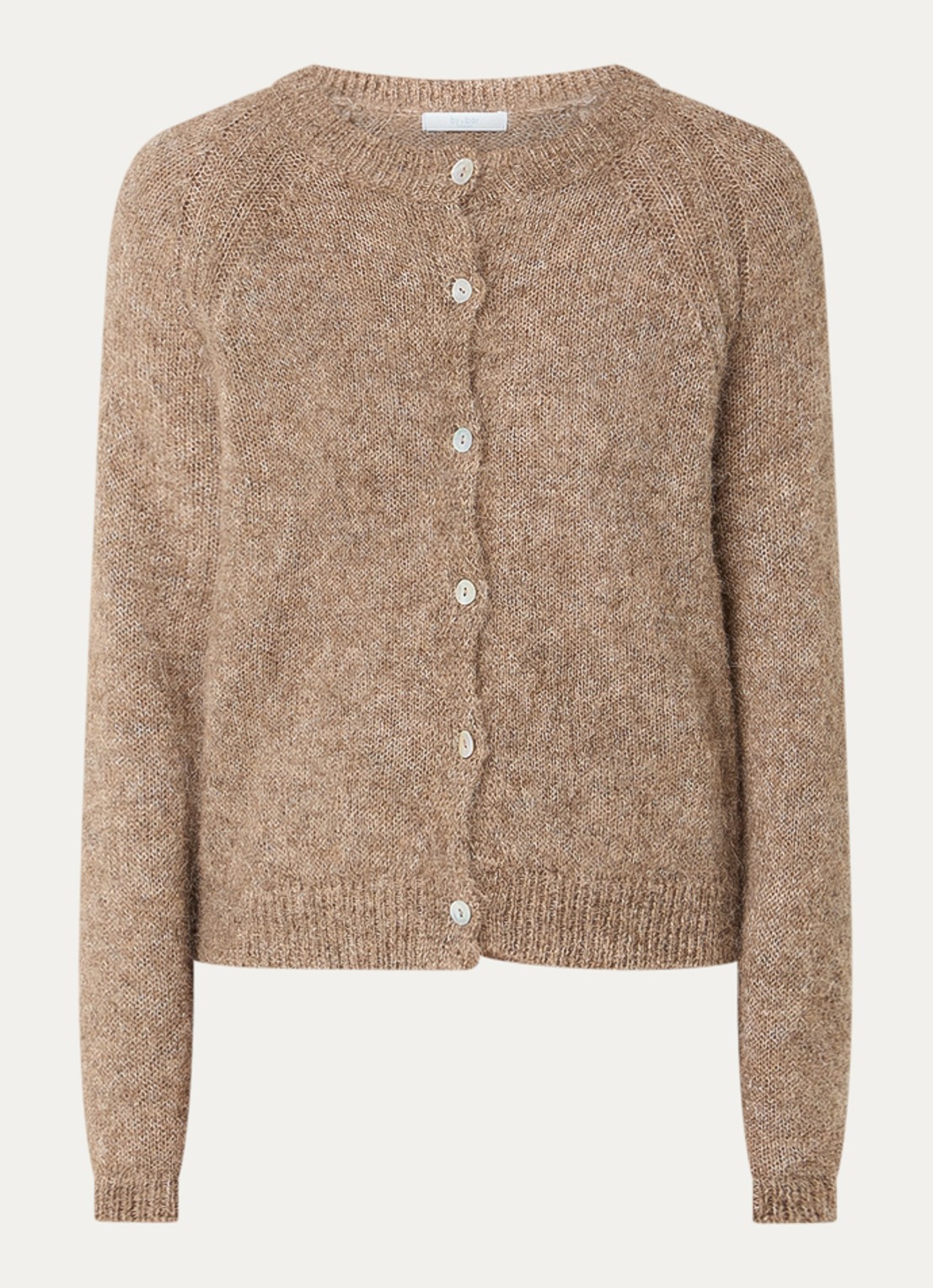 by-bar Falon grofgebreid vest in alpaca wolblend - voorkant 2 zand
