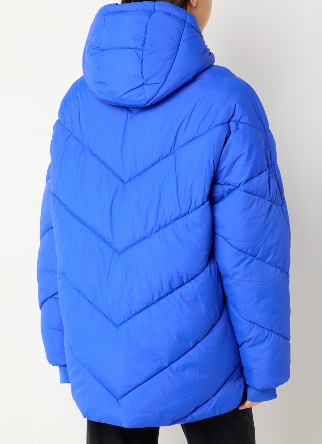 by-bar Franky gewatteerde jas met steekzakken - achterkant blauw