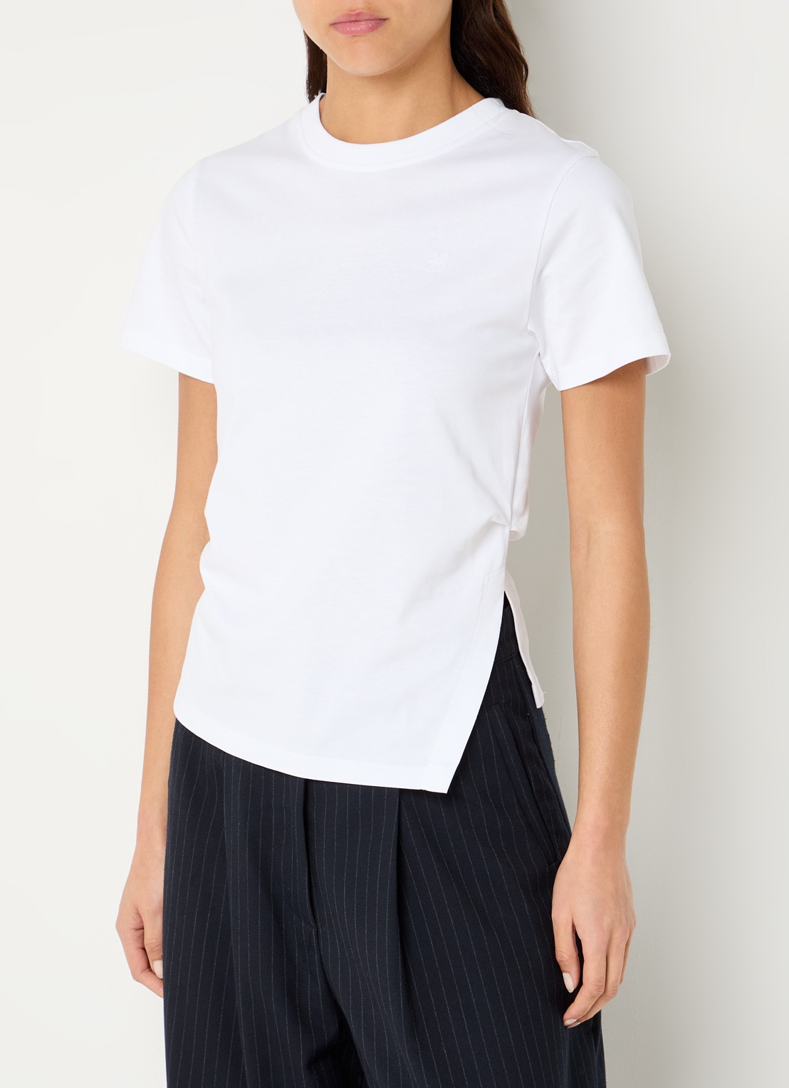 by-bar Freja T-shirt met split - detail 3 wit