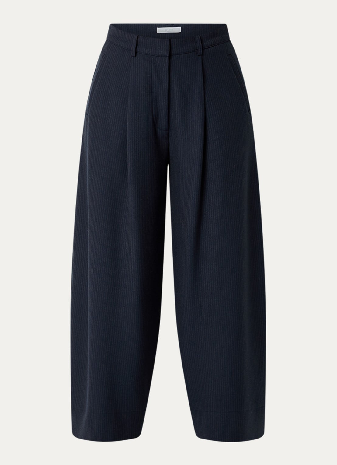 by-bar Frida high waist wide fit pantalon met steekzakken - voorkant 3 donkerblauw