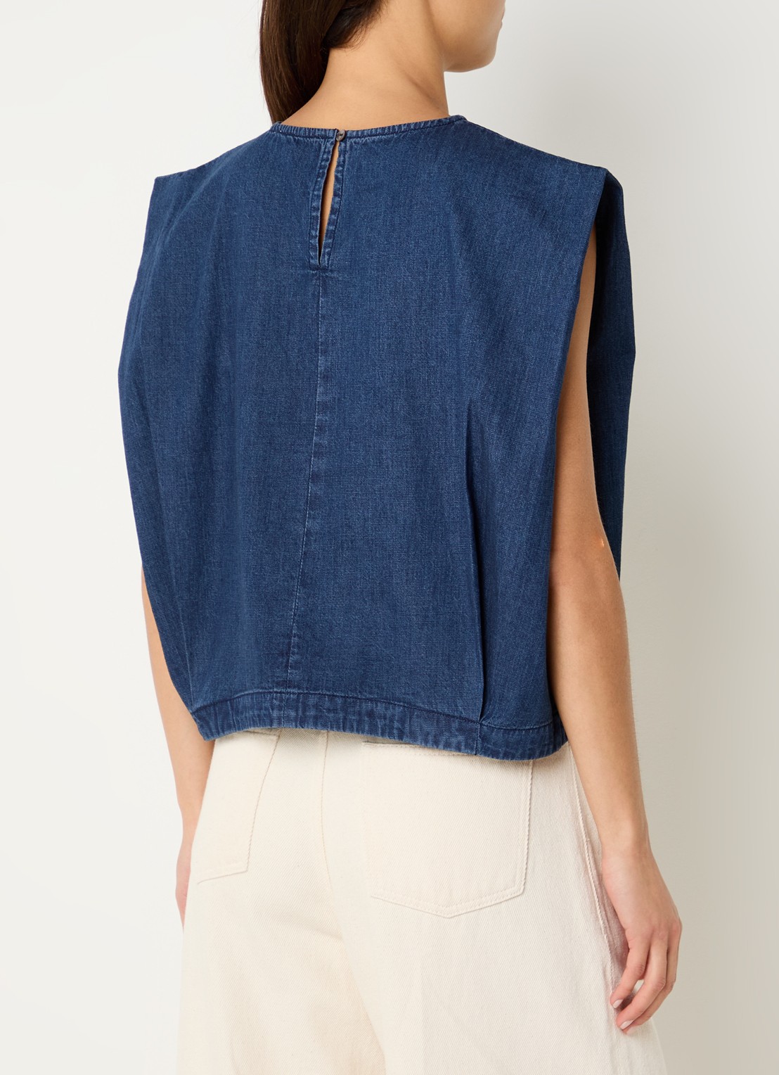 by-bar Ginza top van denim  - achterkant 4 indigo