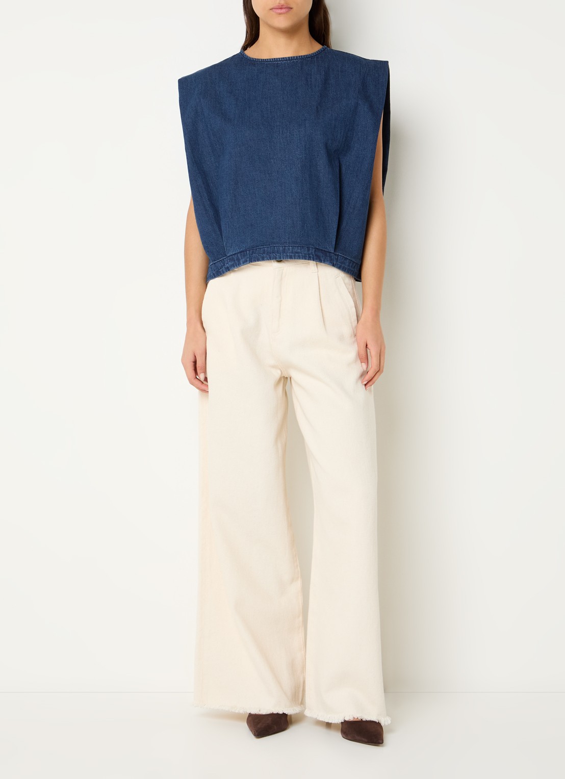 by-bar Ginza top van denim  - voorkant 2 indigo