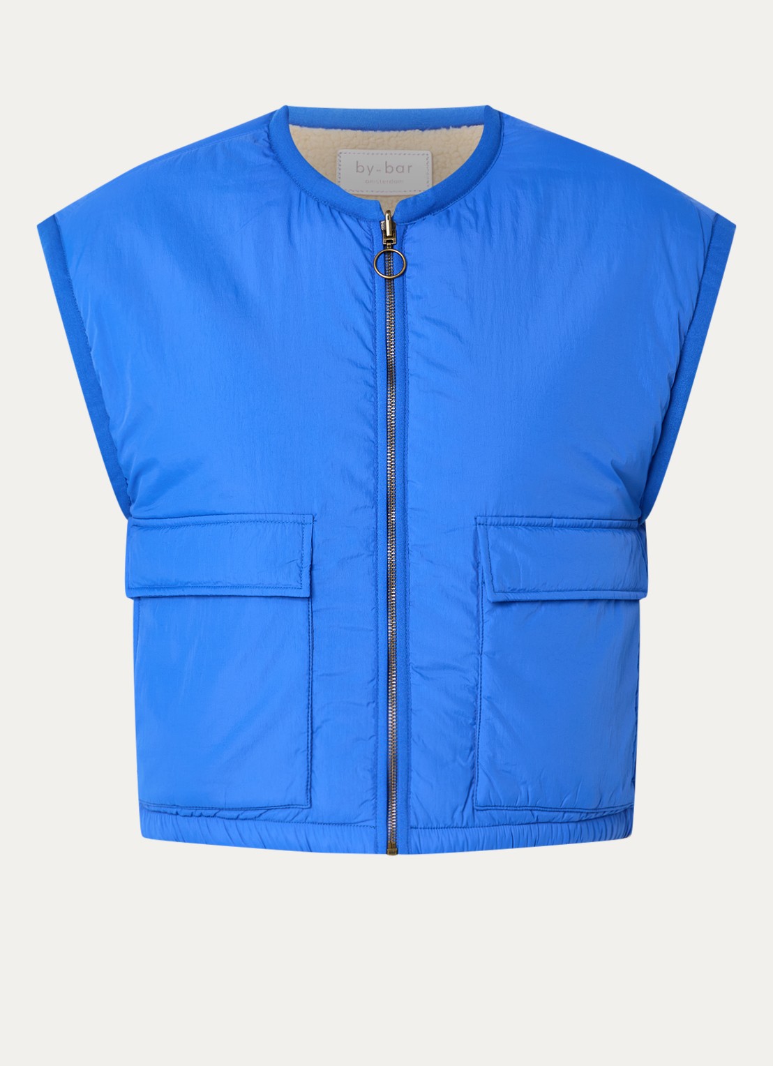 by-bar Gio bodywarmer met klepzakken - voorkant blauw