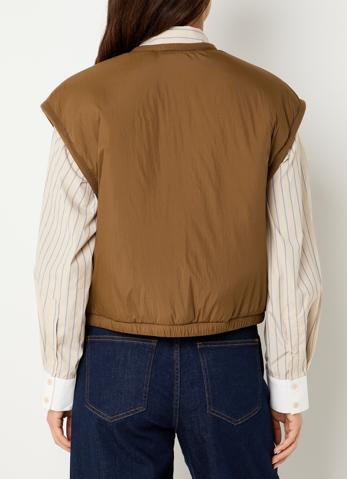 by-bar Gio gewatteerde bodywarmer met klepzakken - achterkant 5 bruin