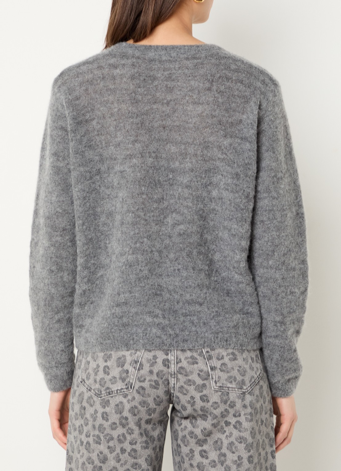 by-bar Gwen grofgebreide trui in alpaca wolblend - achterkant 4 grijs