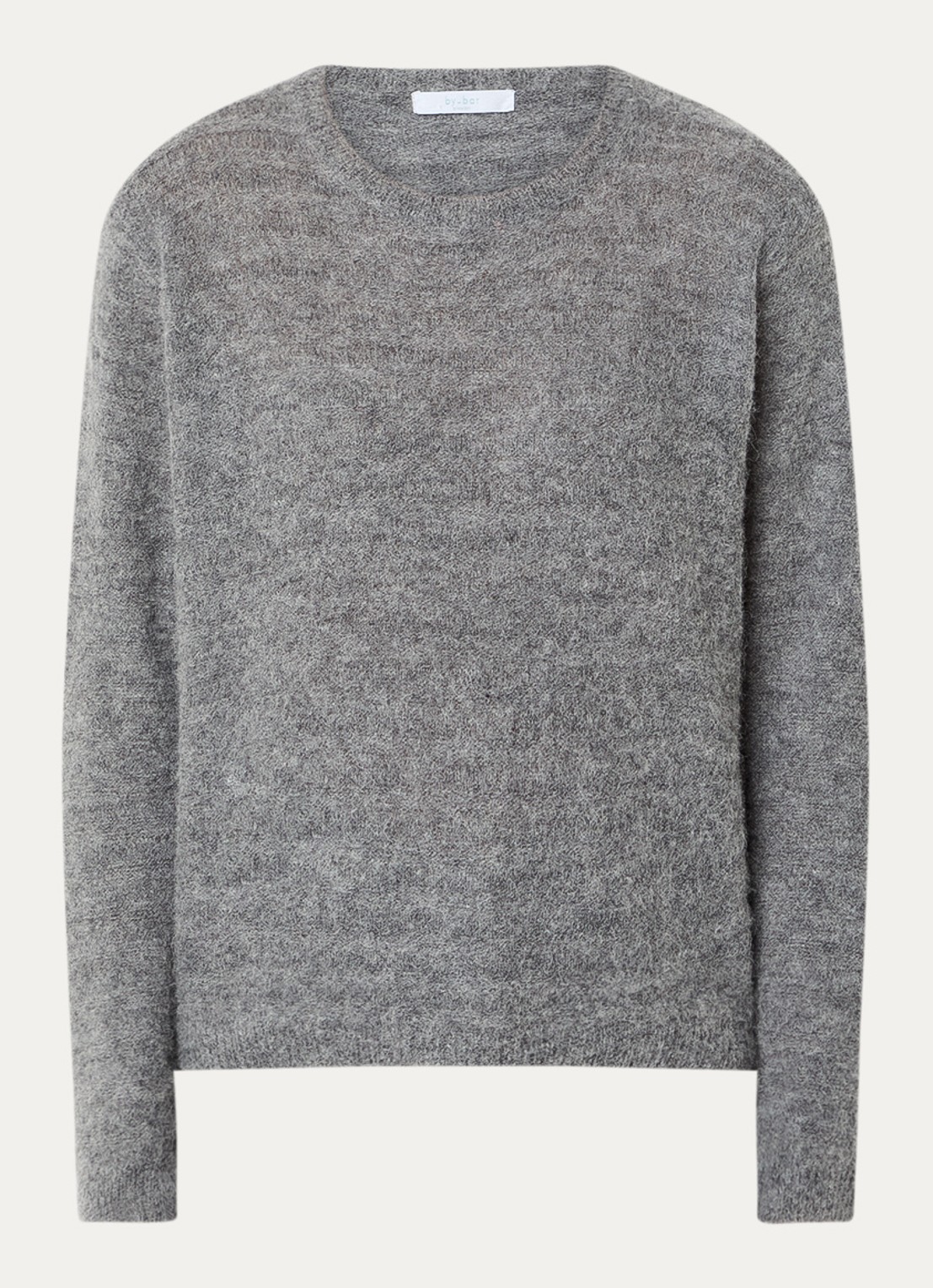 by-bar Gwen grofgebreide trui in alpaca wolblend - voorkant grijs
