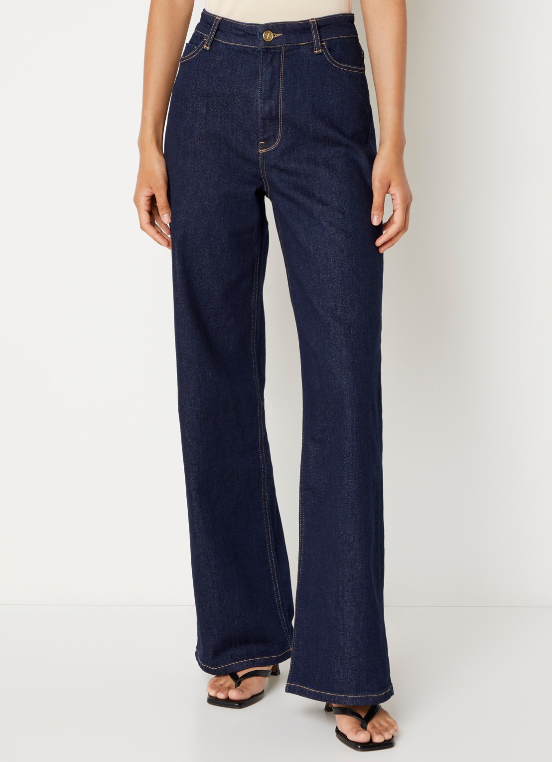 by-bar High waist flared jeans met donkere wassing - detail 3 indigo
