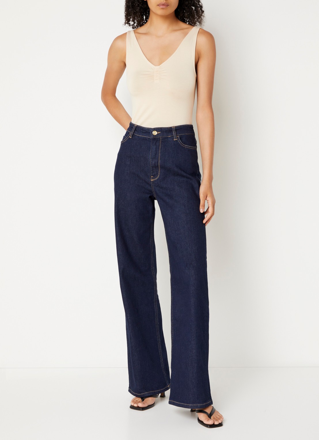 by-bar High waist flared jeans met donkere wassing - voorkant 2 indigo