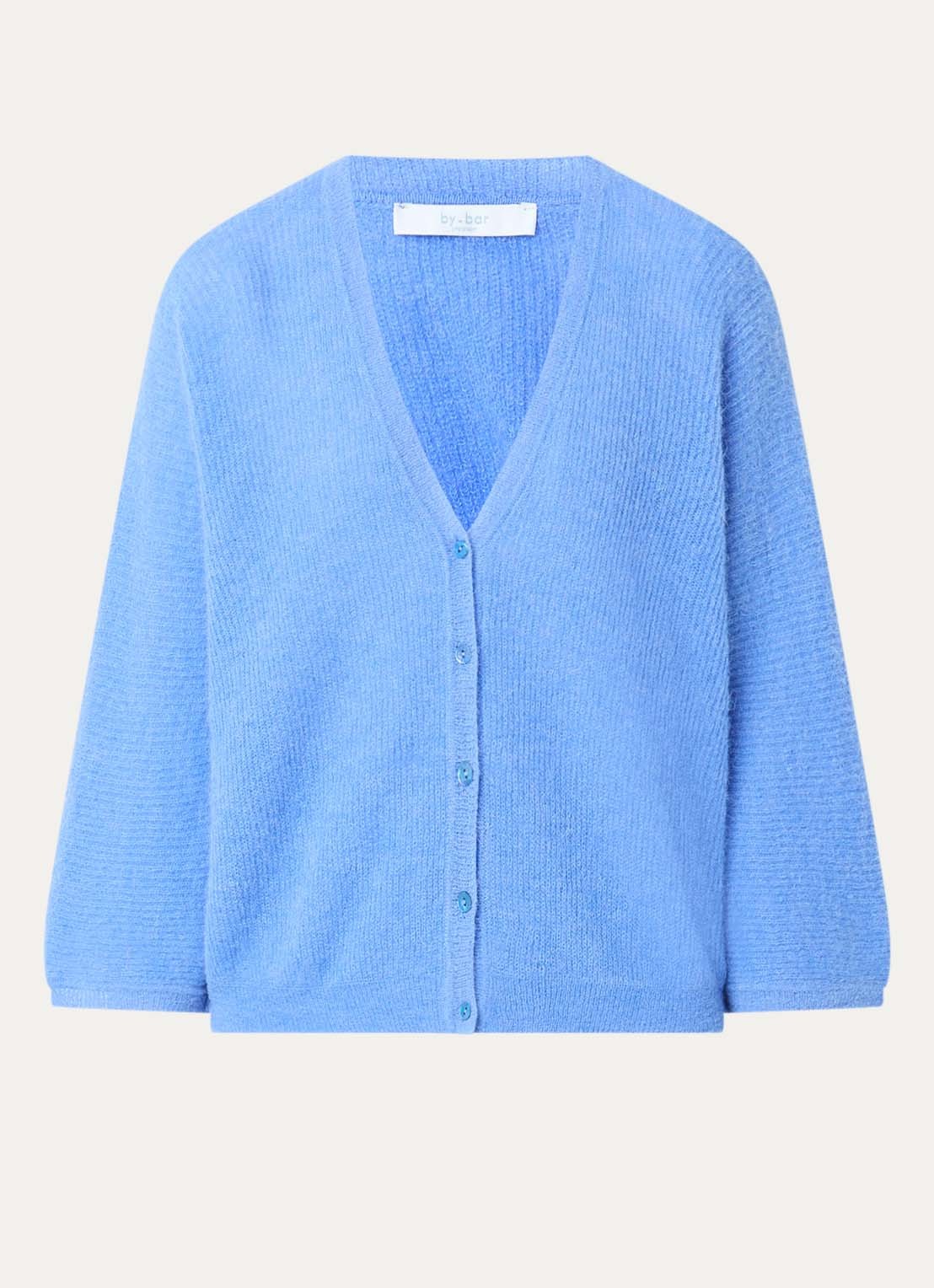 by-bar Indra grofgebreid vest in alpaca wolblend - voorkant 2 blauw