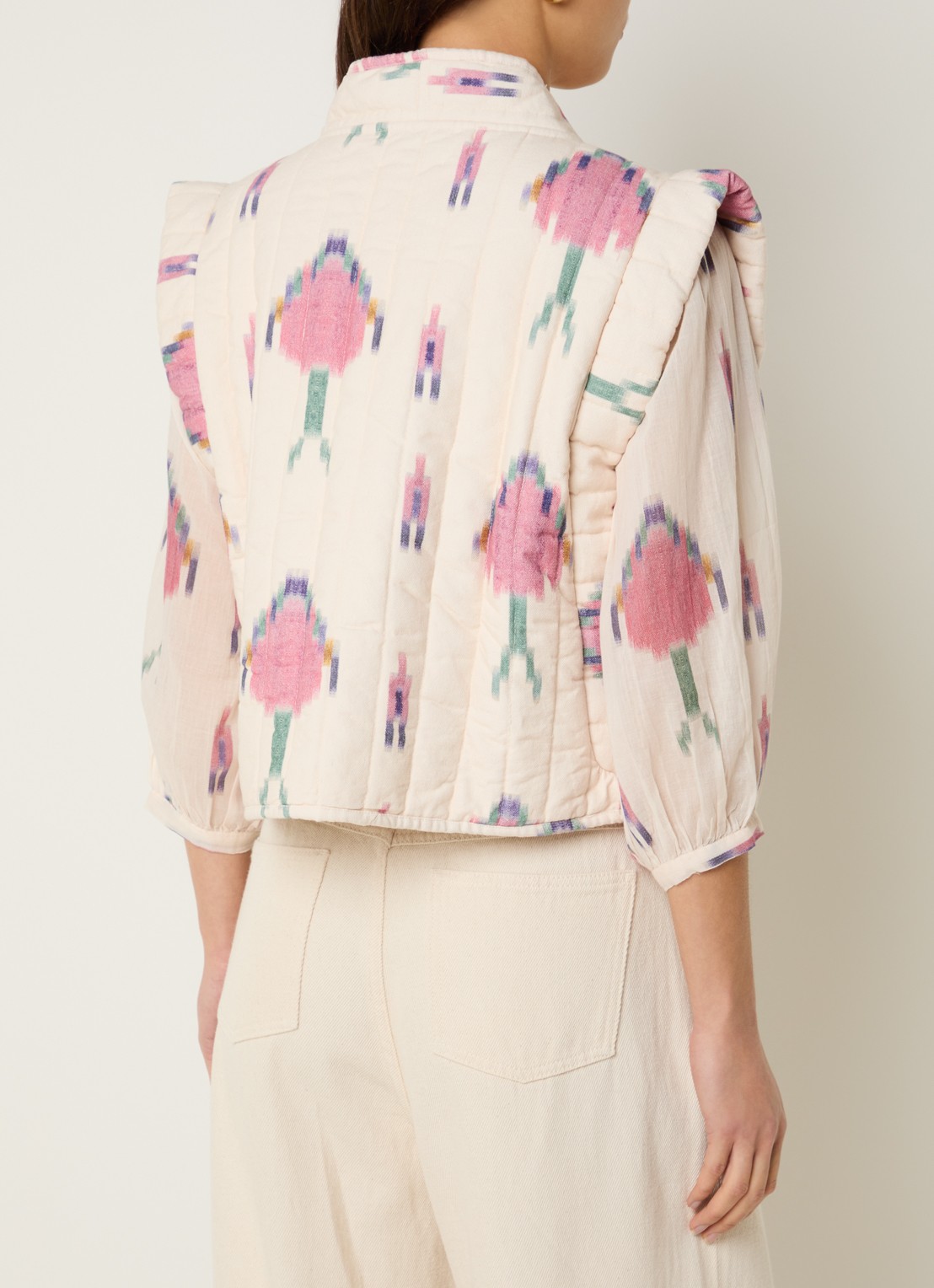 by-bar Isla gewatteerd gilet met print - achterkant 3 multicolor
