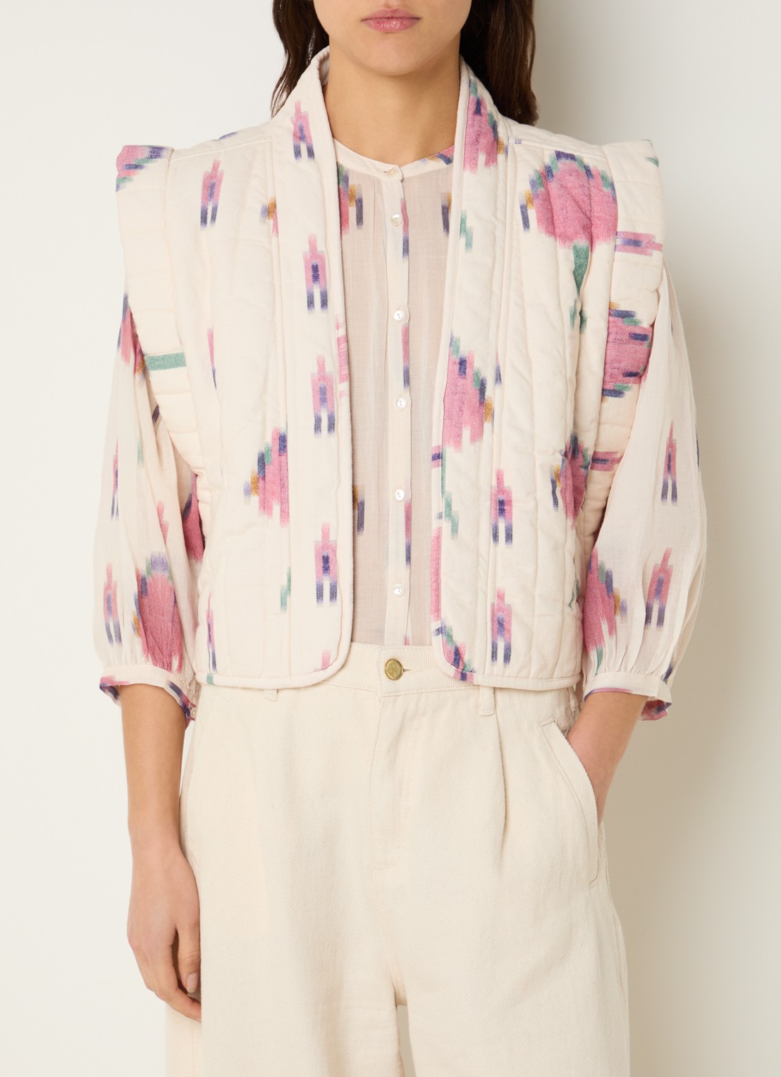 by-bar Isla gewatteerd gilet met print - detail 4 multicolor