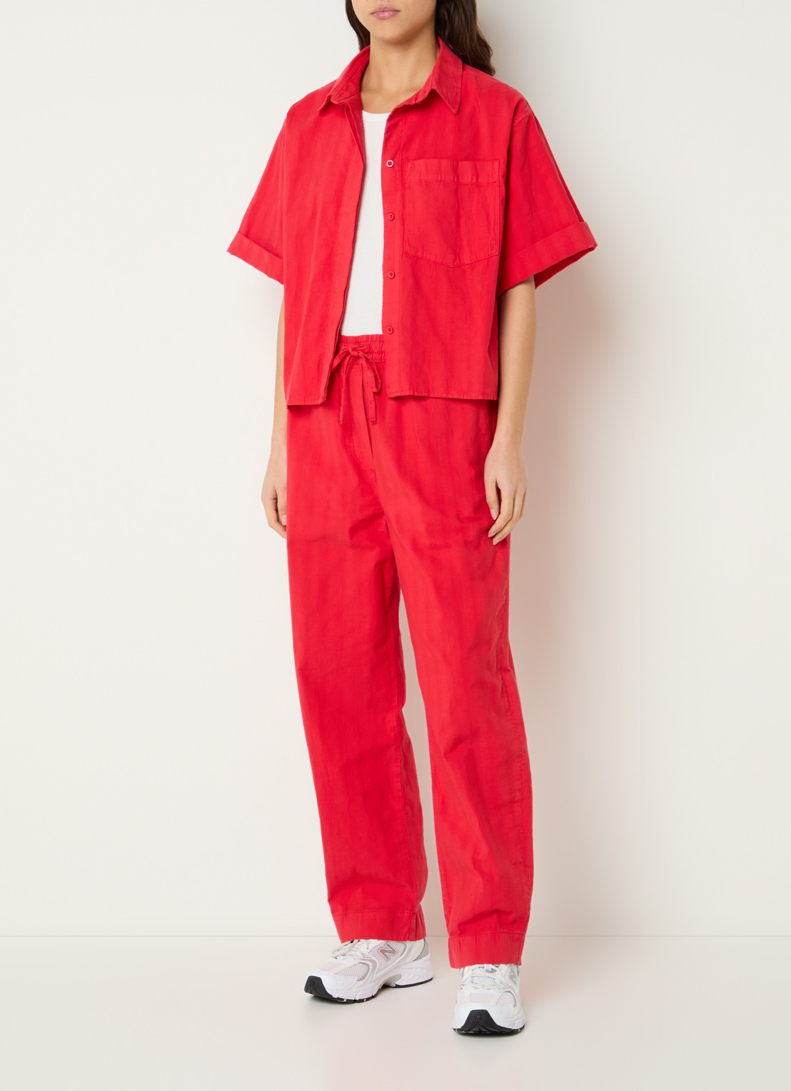 by-bar Jack high waist straight fit broek met steekzakken - voorkant 2 rood