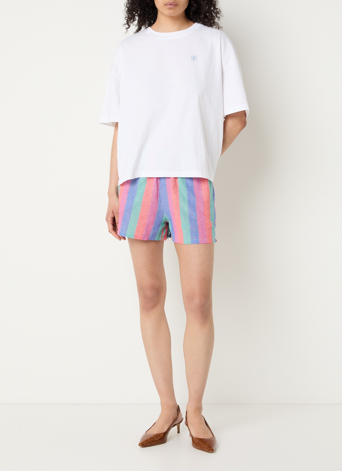 by-bar Jade T-shirt met logo- en backprint - voorkant 2 wit