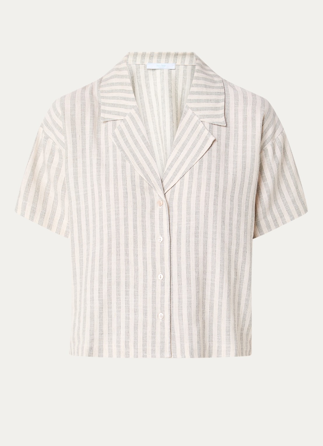 by-bar Jake Marine blouse in linnenblend  - voorkant creme