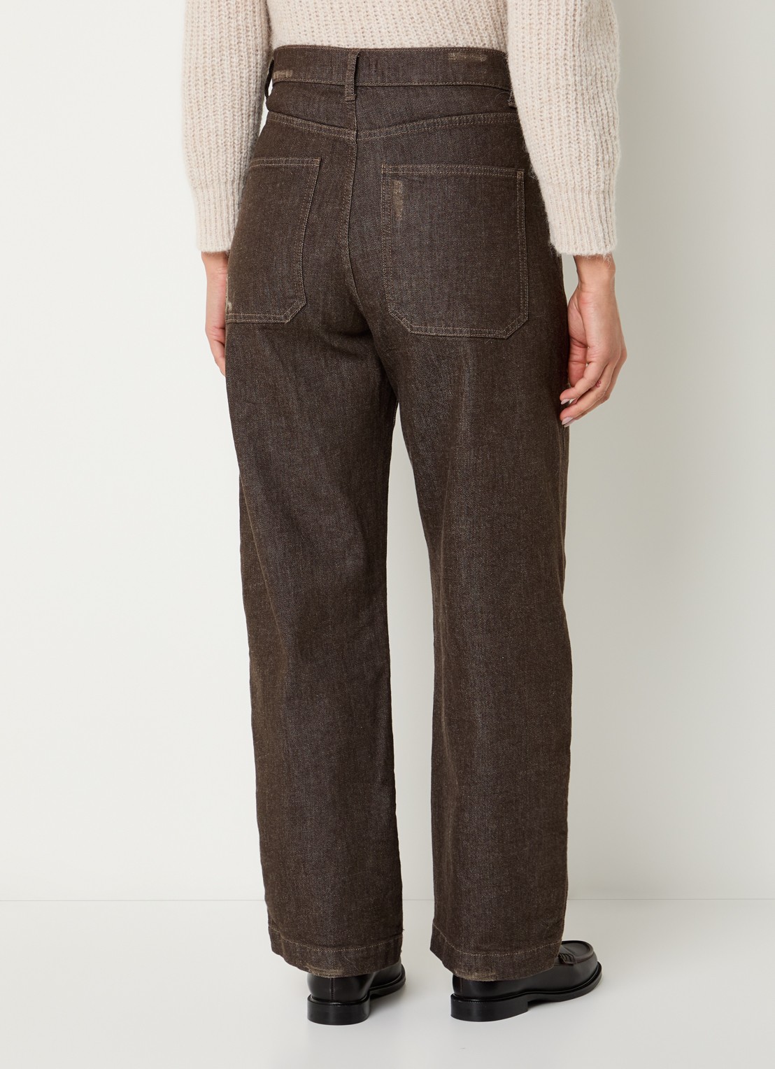 by-bar Jenna high waist wide fit jeans met gekleurde wassing - achterkant donkerbruin