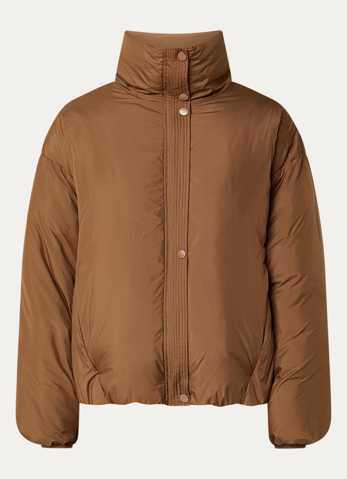 by-bar Joy gewatteerd jack met opstaand kraag en steekzakken - voorkant 3 cognac