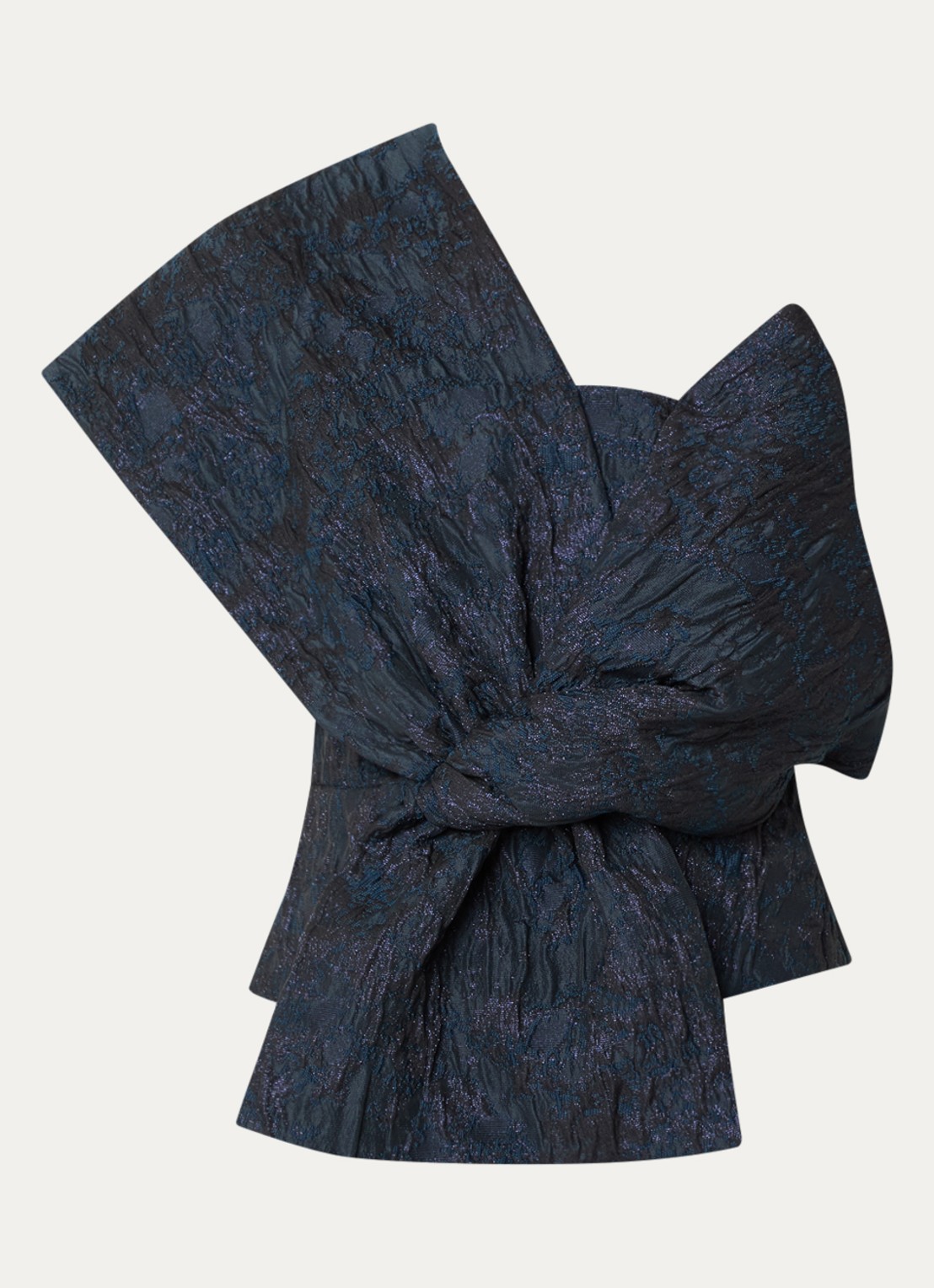 by-bar Jula asymmetrische top met jacquard dessin en lurex - voorkant donkerblauw