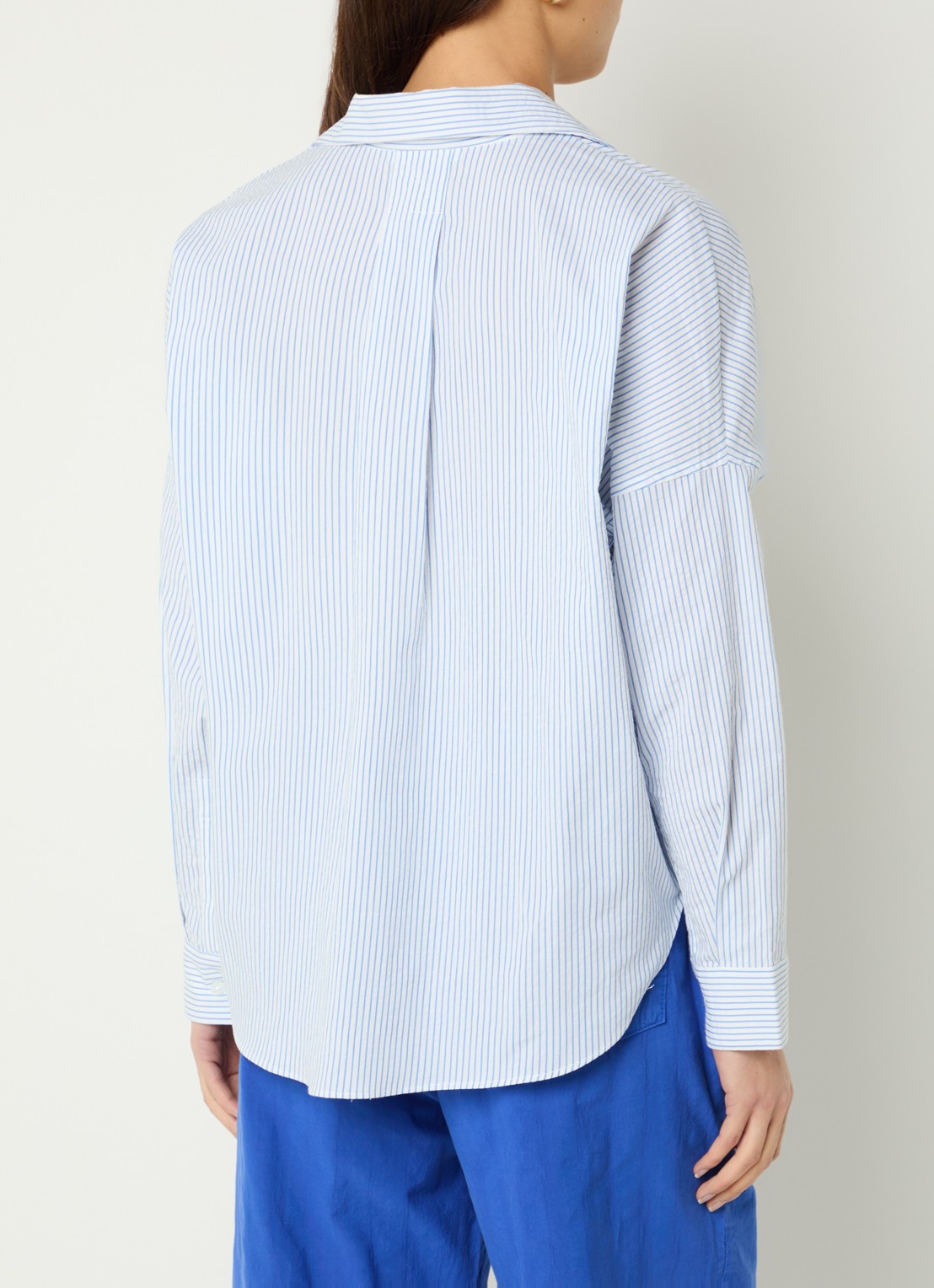 by-bar Jule blouse met streepprint - achterkant 3 donkerblauw