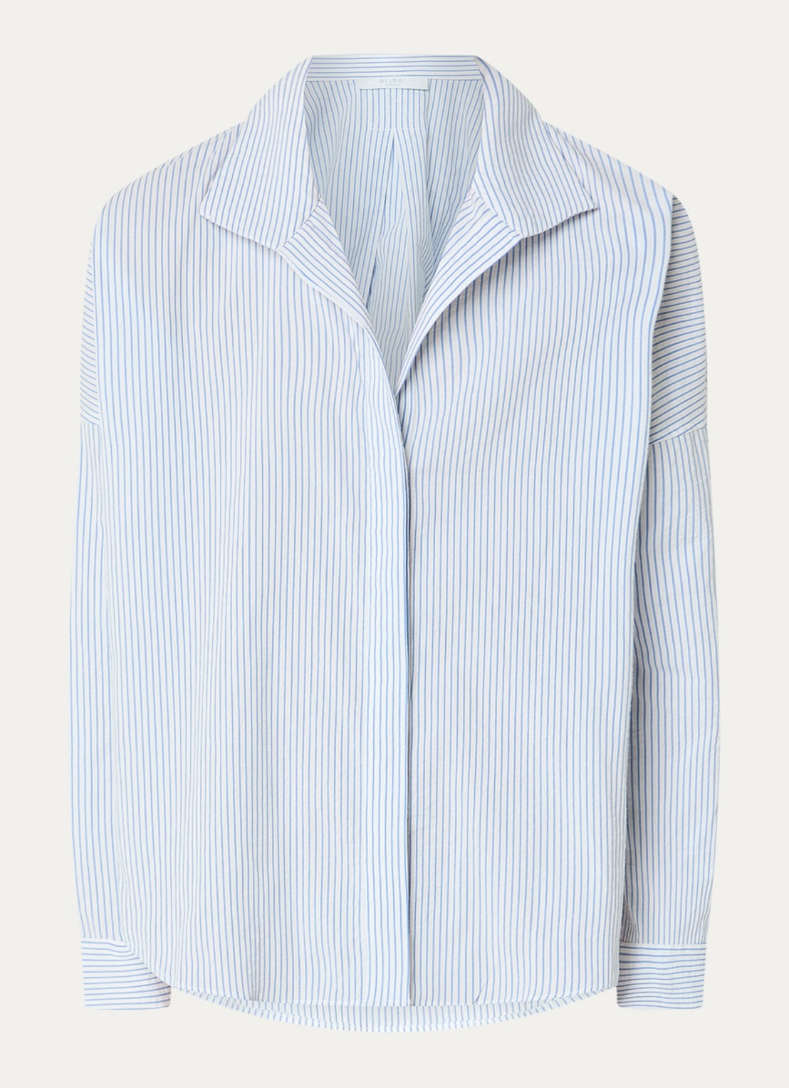 by-bar Jule blouse met streepprint - voorkant donkerblauw