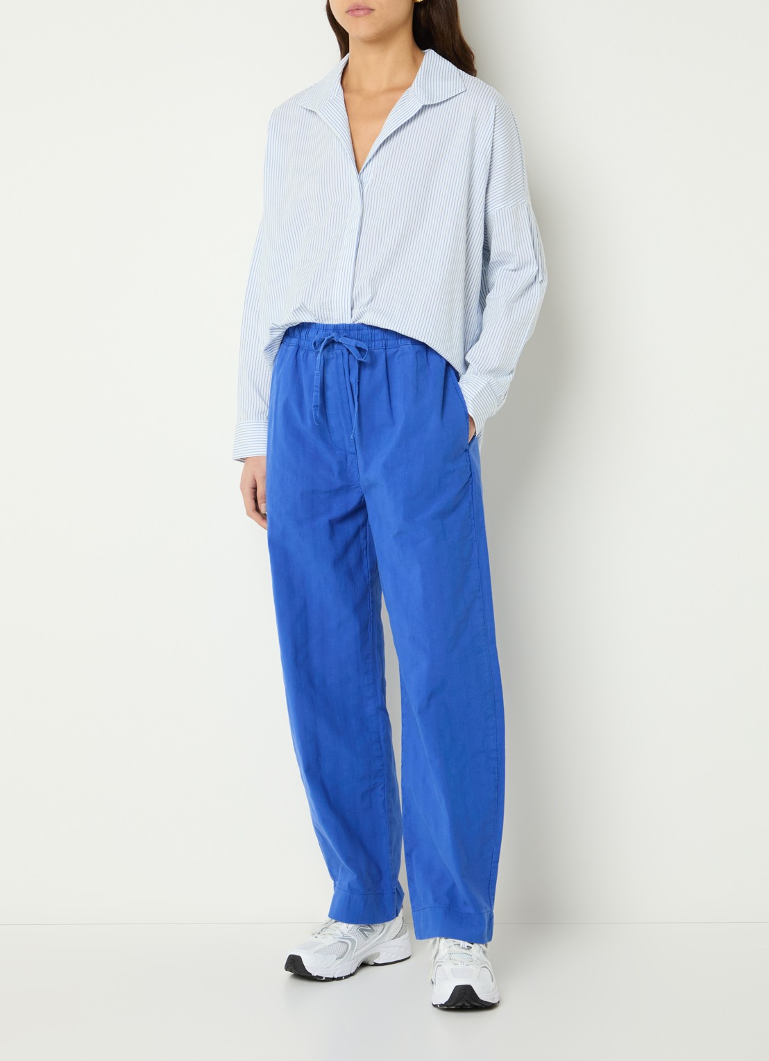 by-bar Jule blouse met streepprint - voorkant 2 donkerblauw