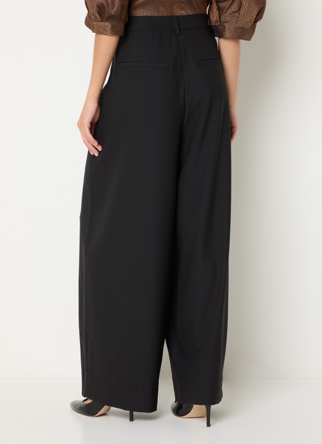 by-bar Jule high waist wide fit pantalon met steekzakken - achterkant 4 zwart