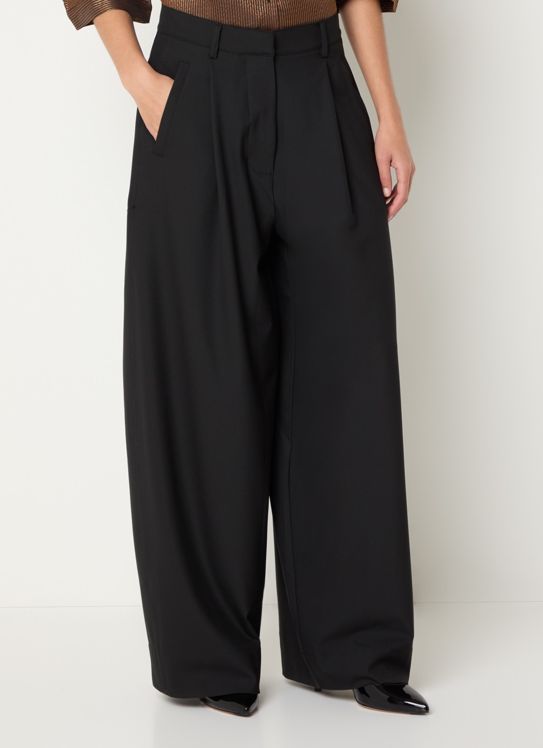 by-bar Jule high waist wide fit pantalon met steekzakken - detail 3 zwart