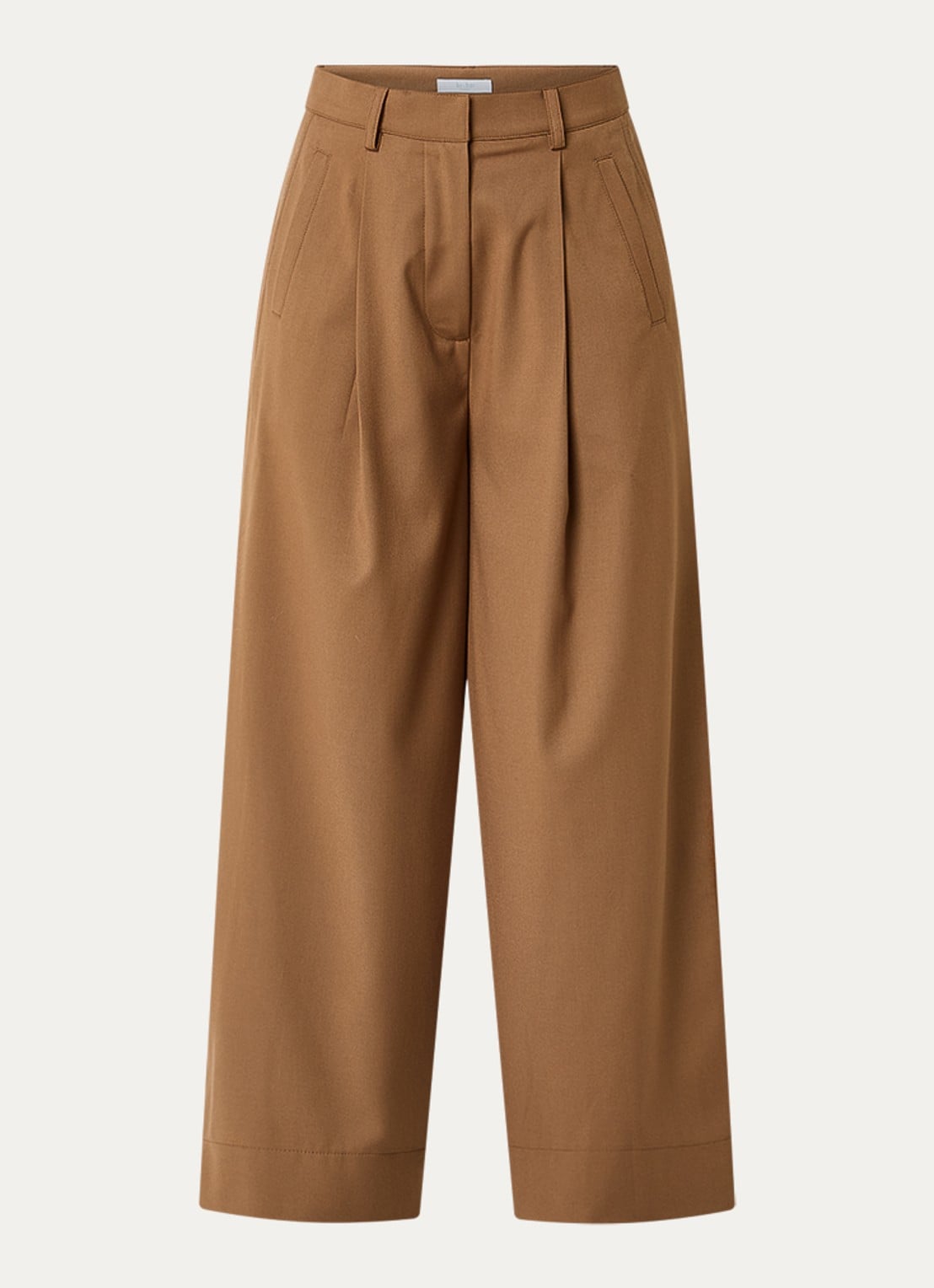by-bar Jule mid waist wide fit pantalon met steekzakken - voorkant 3 camel