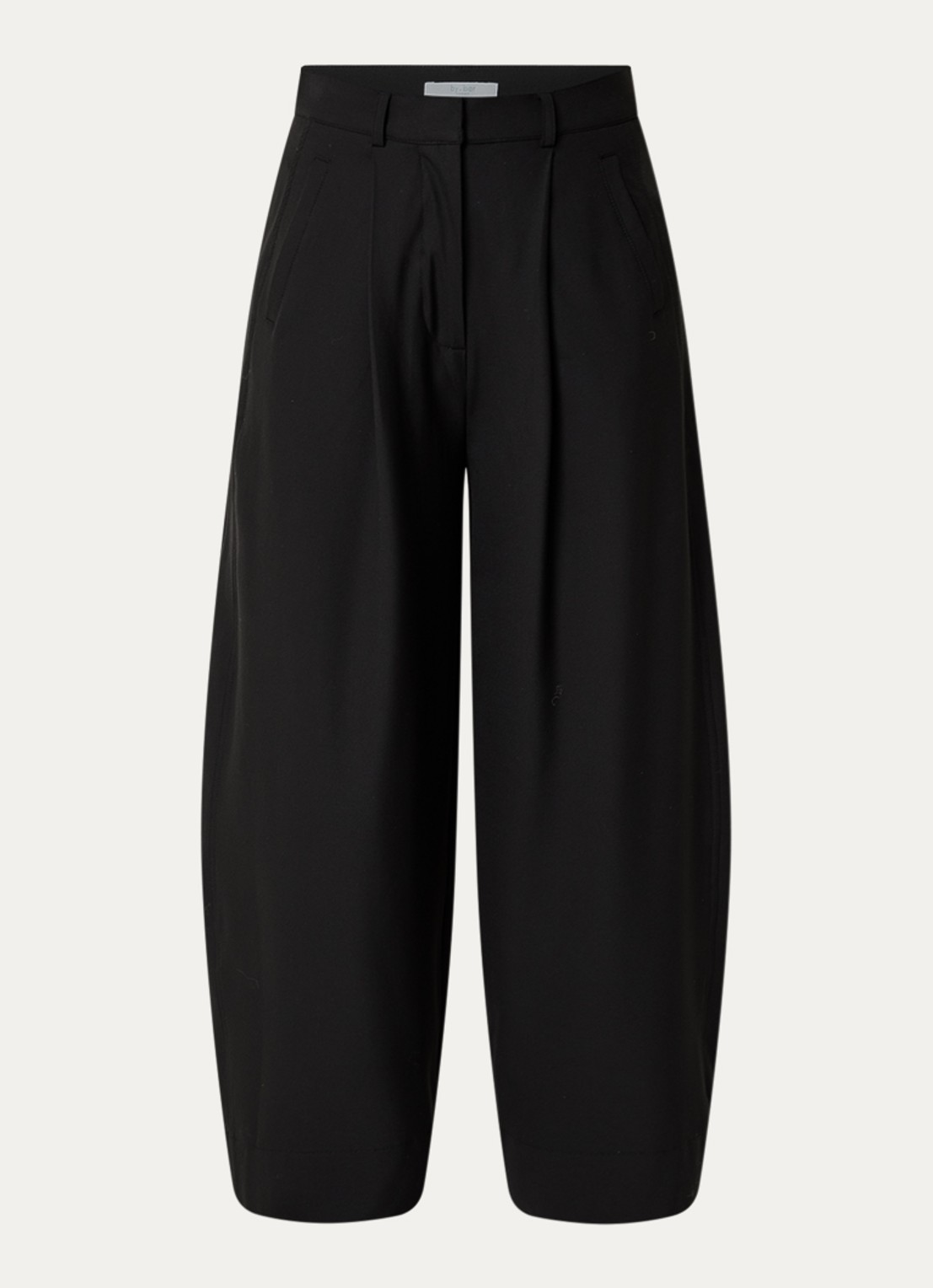 by-bar Jule mid waist wide fit pantalon met steekzakken - voorkant 3 zwart