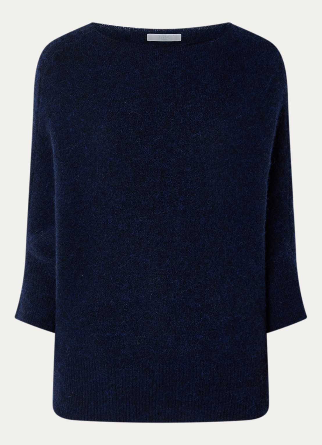 by-bar Kyoto grofgebreide trui in alpaca wolblend - voorkant donkerblauw