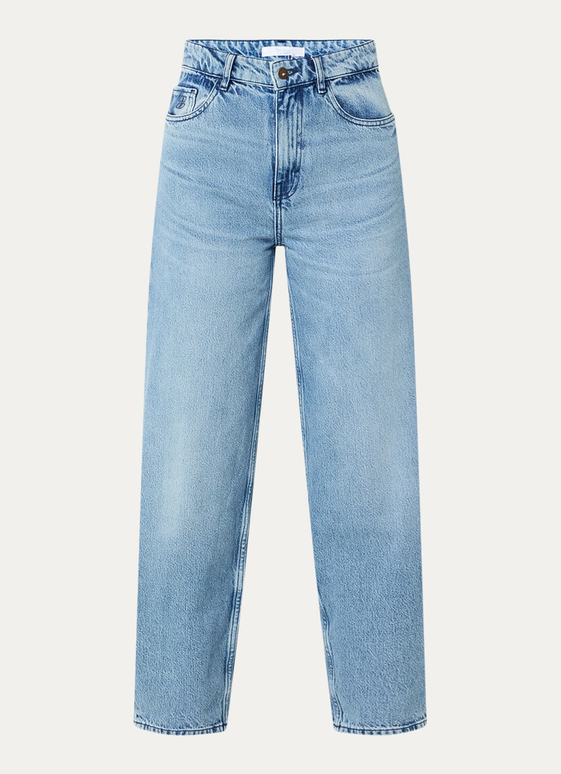 by-bar Lew high waist cropped straight leg jeans van  katoen - voorkant indigo
