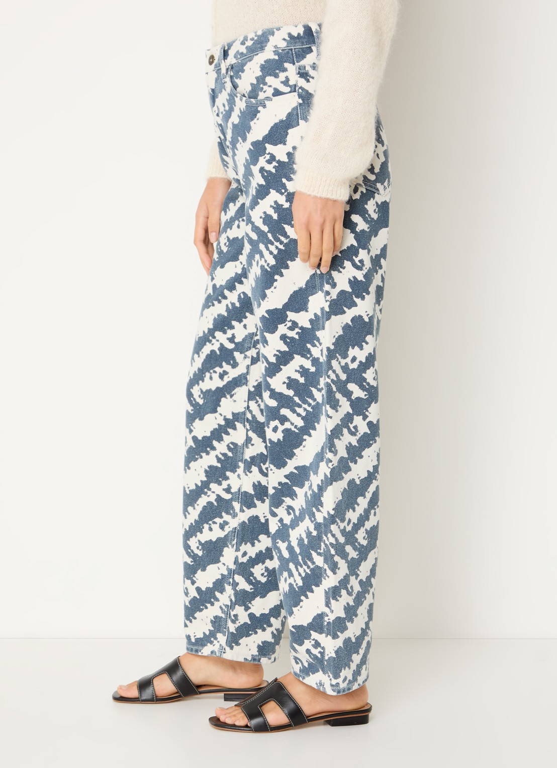 by-bar Lew high waist loose fit jeans met print - detail 2 indigo