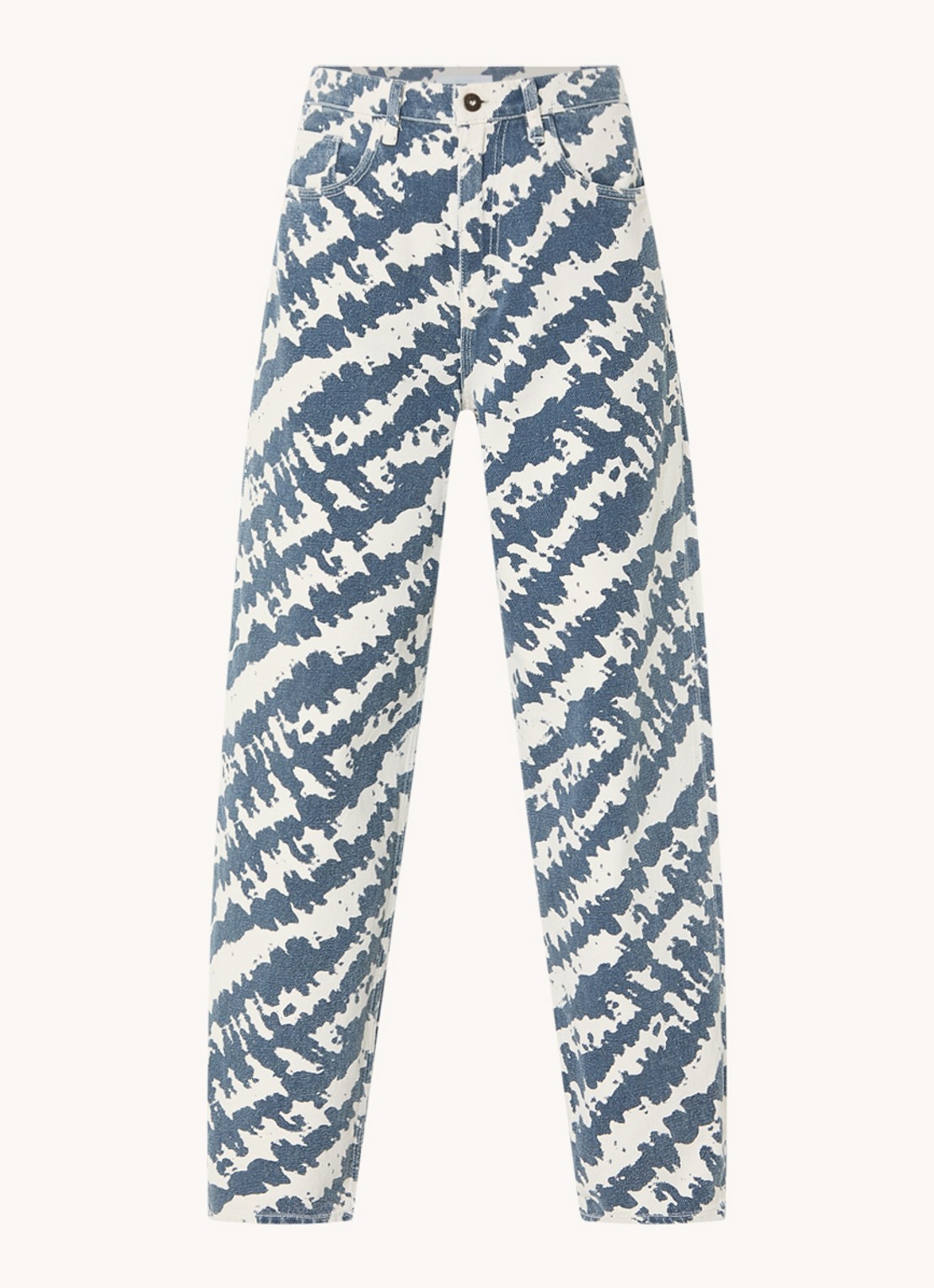 by-bar Lew high waist loose fit jeans met print - voorkant 5 indigo
