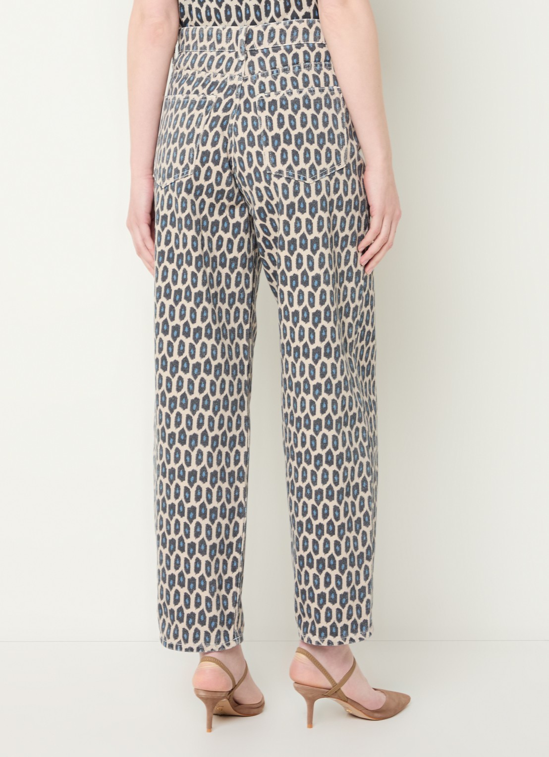 by-bar Lew high waist straight leg jeans met print - achterkant 5 donkerbeige