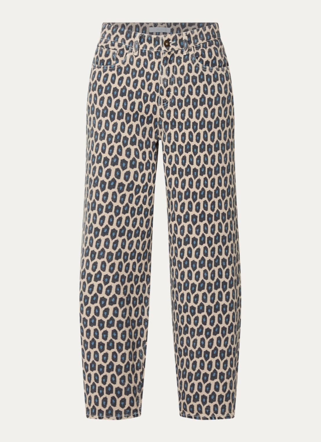 by-bar Lew high waist straight leg jeans met print - voorkant 3 donkerbeige