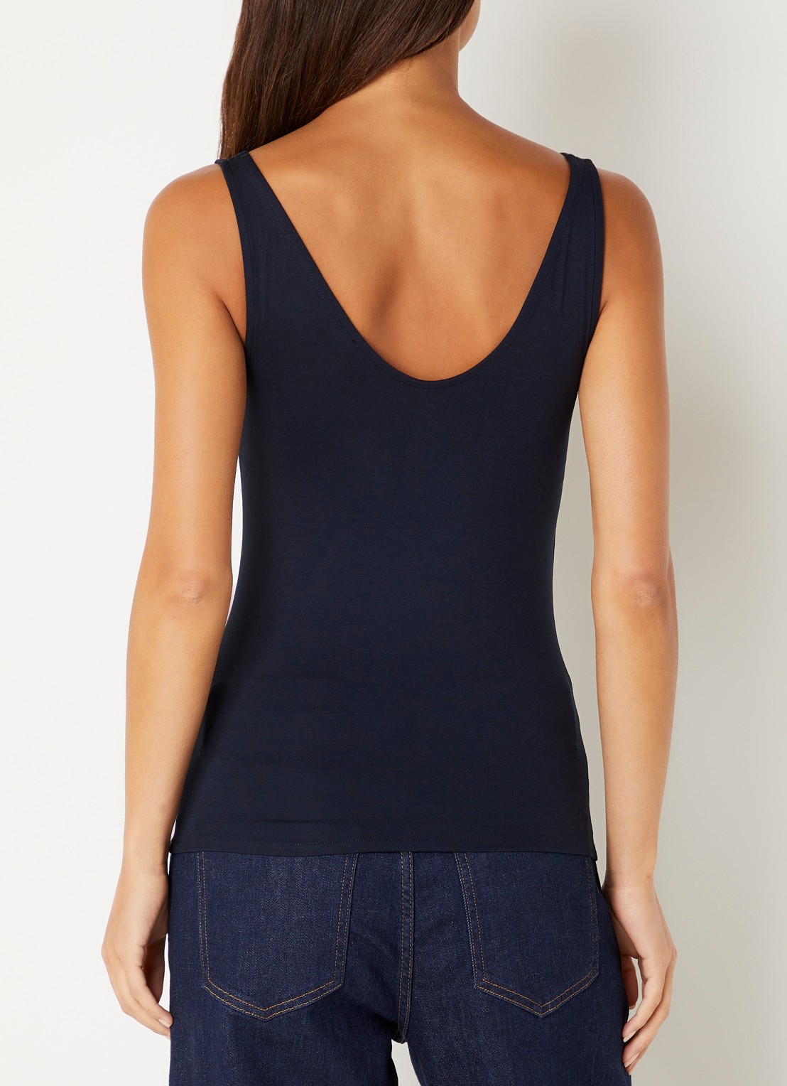 by-bar Lia tanktop met stretch - achterkant donkerblauw