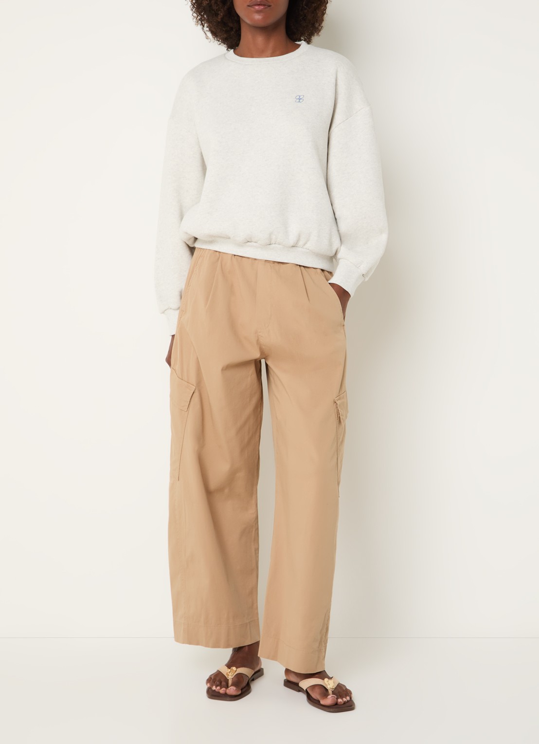 by-bar Lili Amor sweater met backprint en lurex - voorkant 3 lichtgrijs