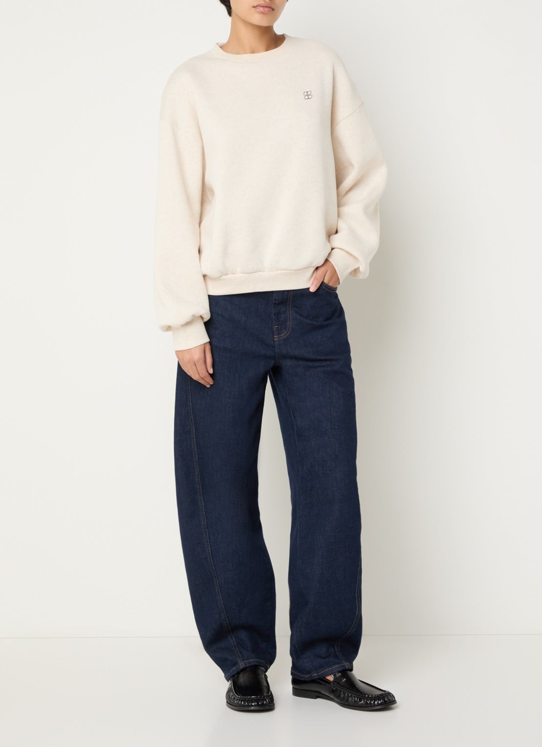 by-bar Lili Lucky sweater met backprint en glitter - voorkant 3 creme