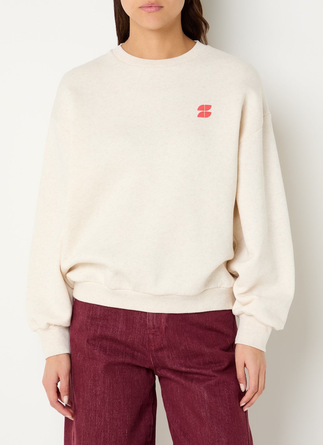 by-bar Lili sweater met front- en backprint - achterkant 2 creme
