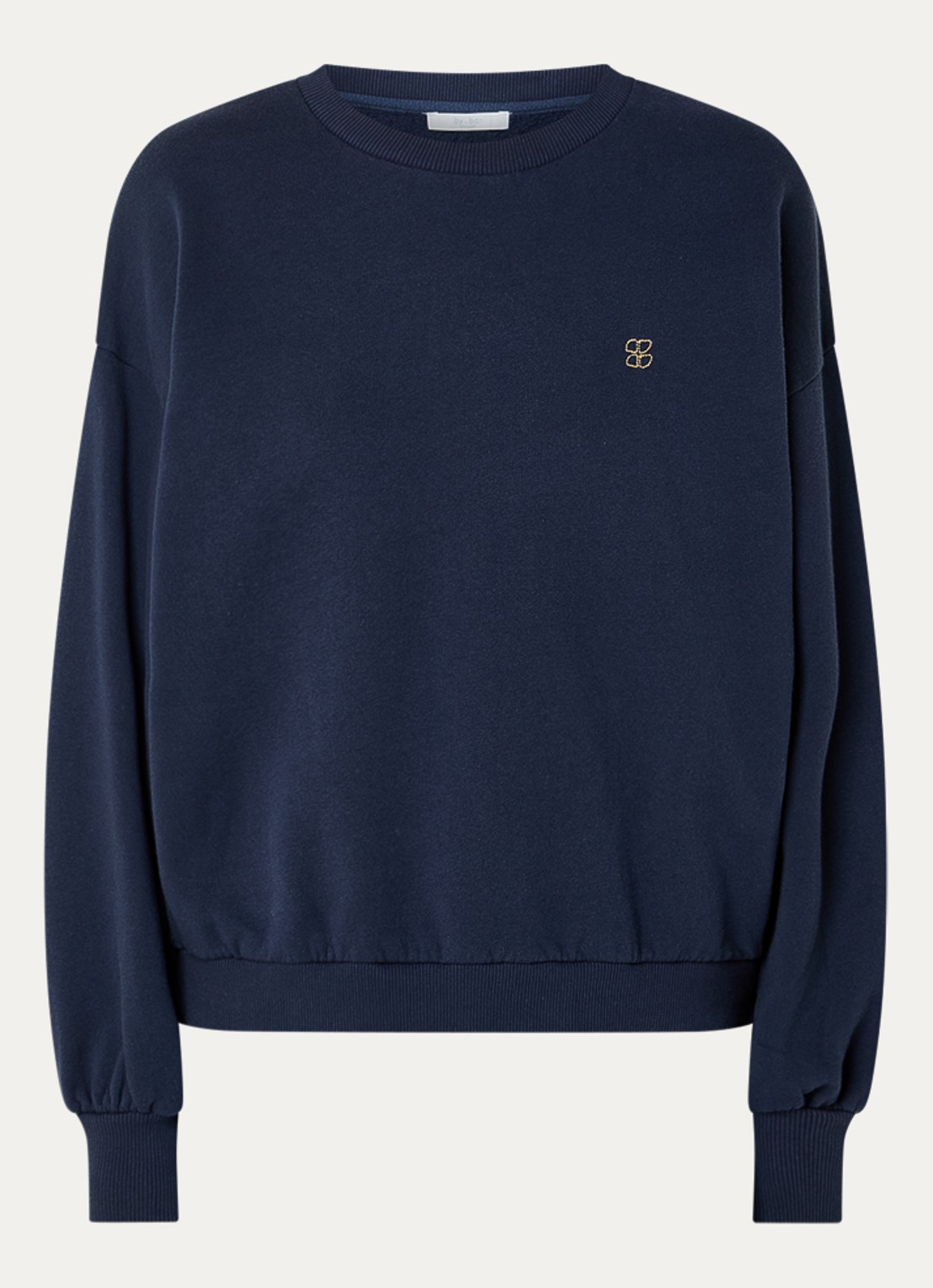 by-bar Lili sweater met front- en backprint - voorkant donkerblauw