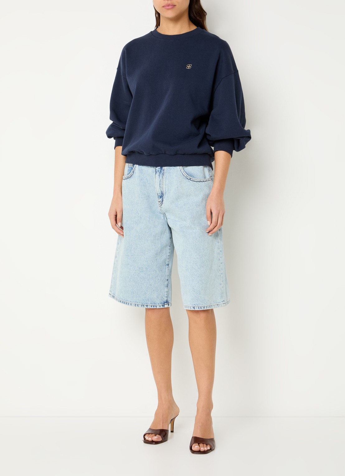 by-bar Lili sweater met front- en backprint - voorkant 2 donkerblauw